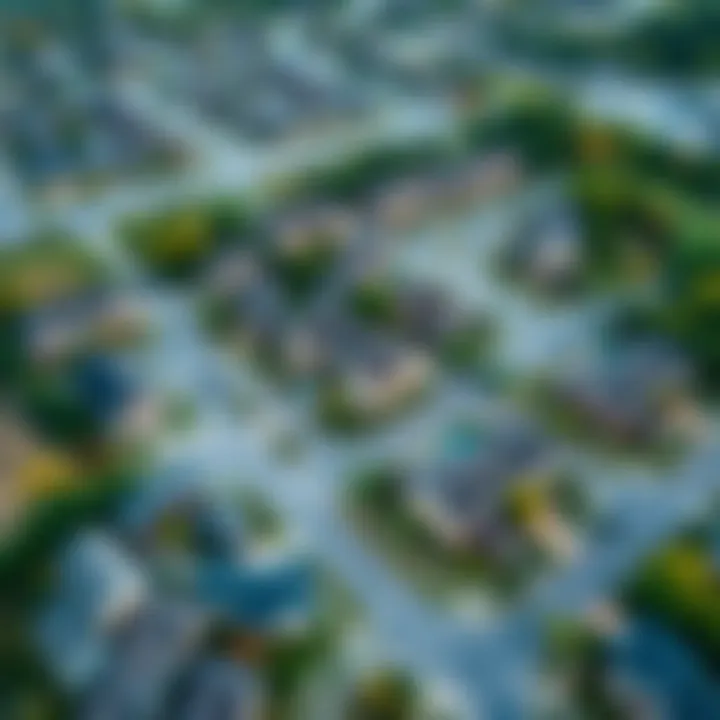 Aerial view of Minutes Meadows Village showcasing its unique layout