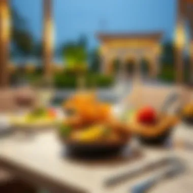 An elegant dining setup highlighting a diverse culinary experience in Mirdif