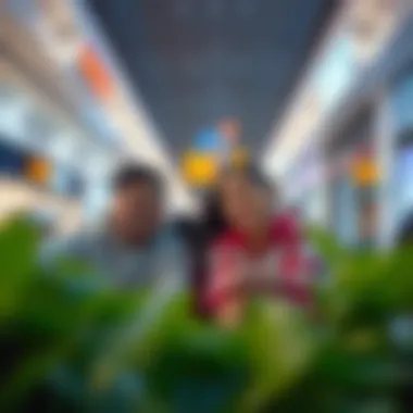 Family enjoying leisure time in a mall entertainment zone