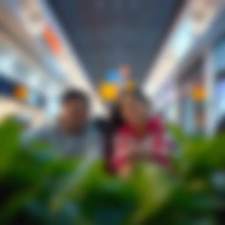 Family enjoying leisure time in a mall entertainment zone