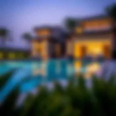A serene swimming pool setting at a luxury property