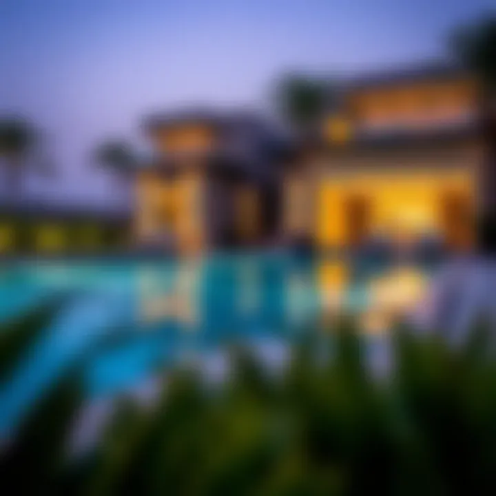 A serene swimming pool setting at a luxury property