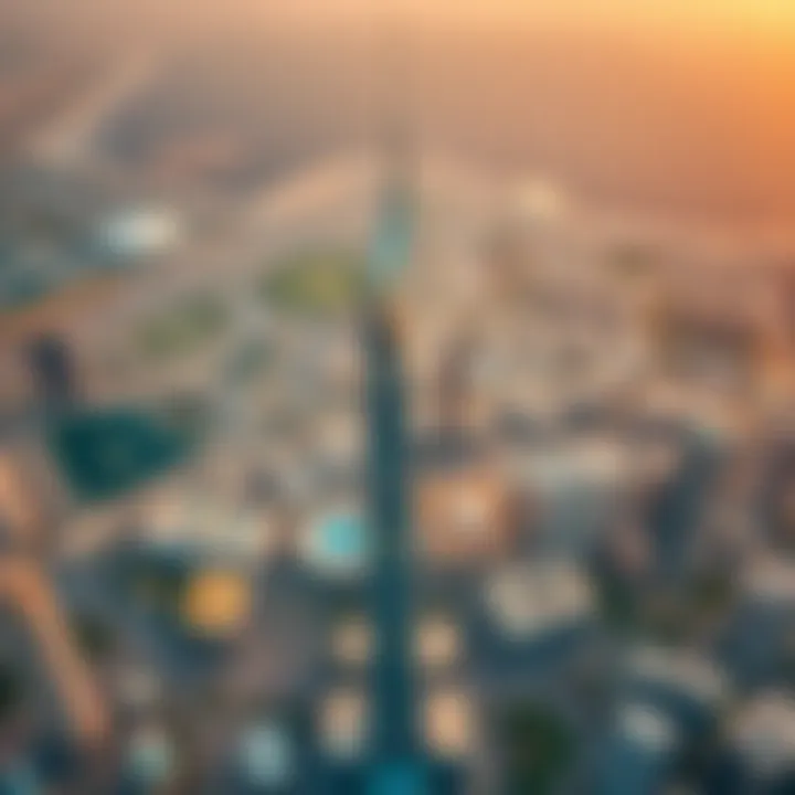 Aerial view of Dubai showcasing the strategic location of Sparkle Towers