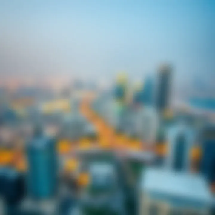 Panoramic view of Bur Dubai skyline with studio apartments