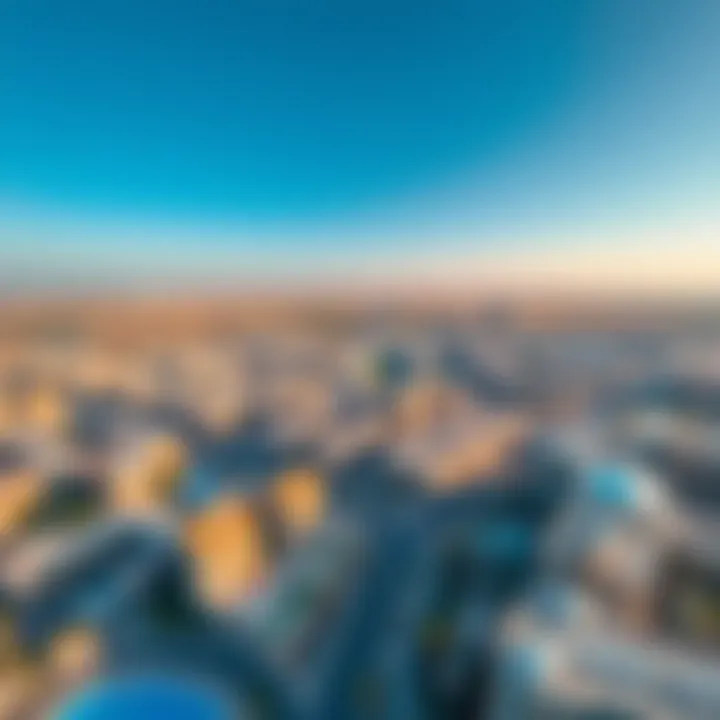 Aerial view of the Dubai South development area showcasing modern architecture.
