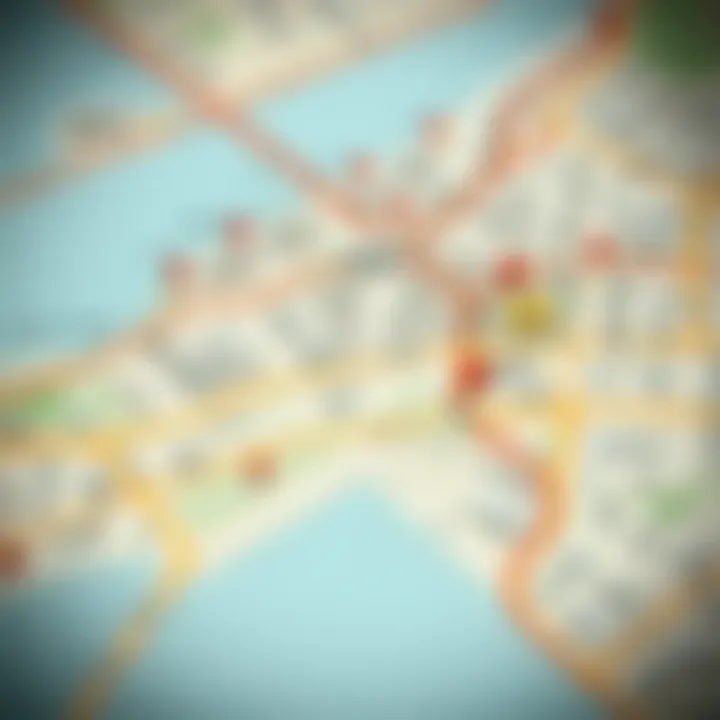 A detailed map highlighting key residential areas with affordable rentals