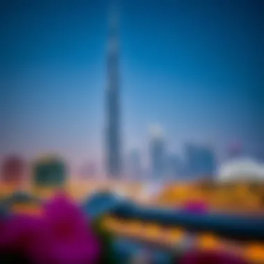 Metropolis Tower and Dubai Skyline Metropolis Tower shimmering against the Dubai skyline