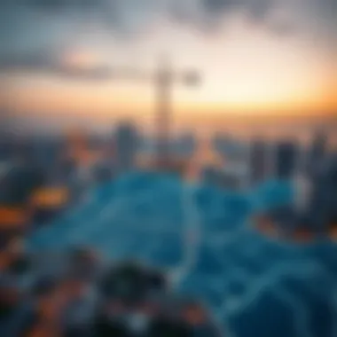 Map highlighting key neighborhoods in Dubai