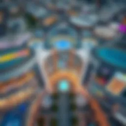 Aerial view of Yas Mall showcasing its modern architecture