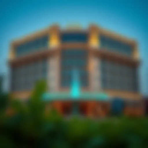Exterior view of Fountain View Hotel showcasing its architectural grandeur