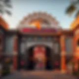 The vibrant entrance of Global Village showcasing intricate designs