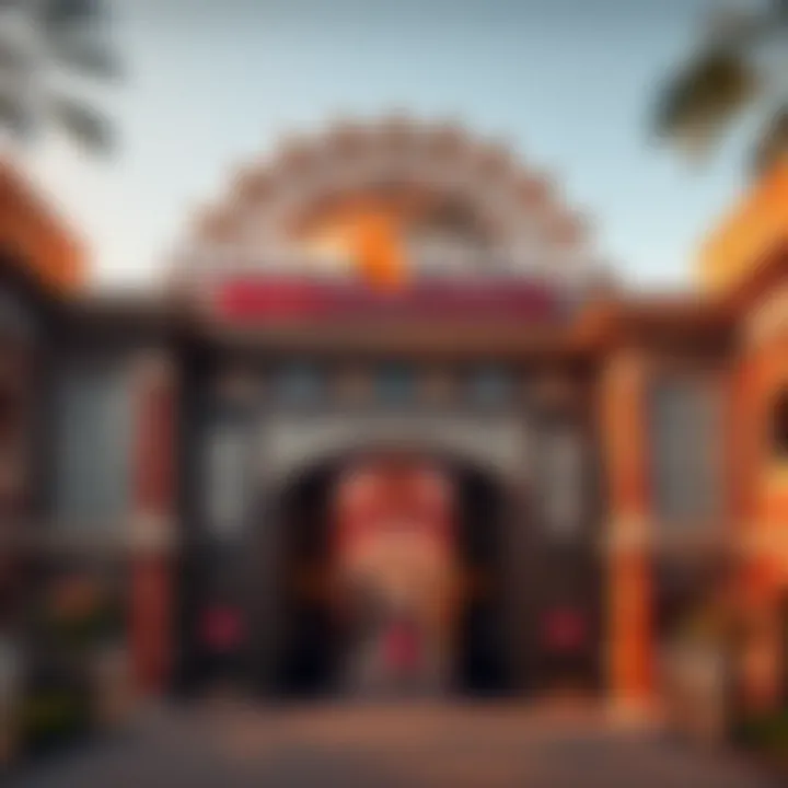 The vibrant entrance of Global Village showcasing intricate designs