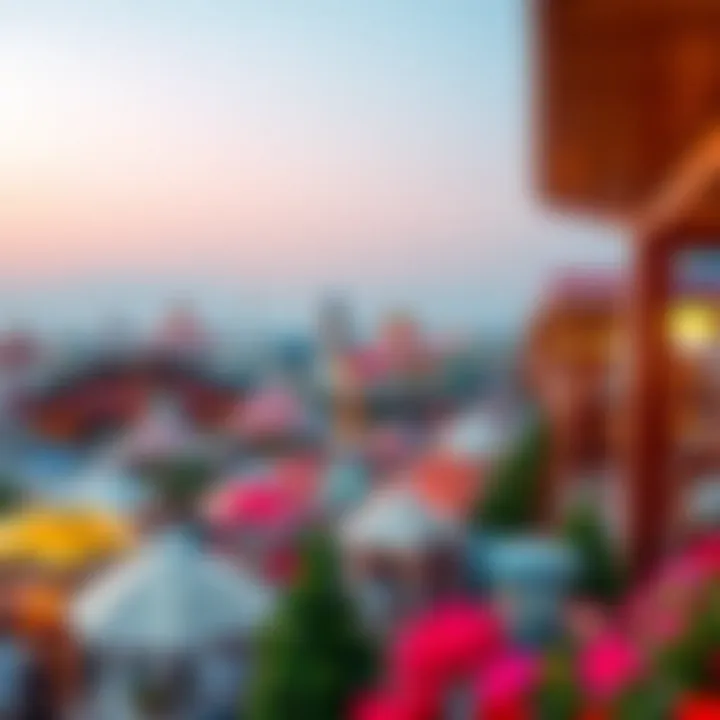 A panoramic view of the diverse pavilions representing various countries