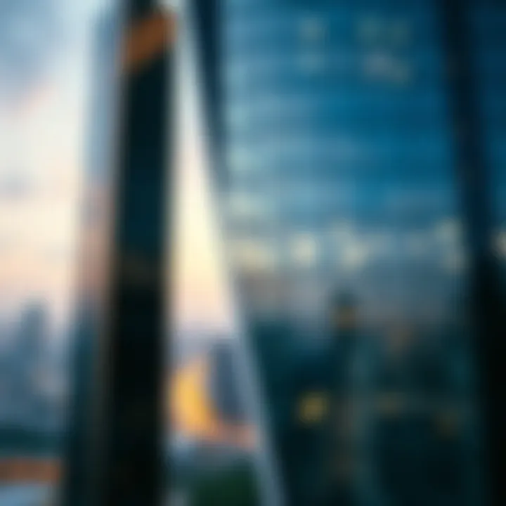 Architectural details highlighting the modern design of the tower