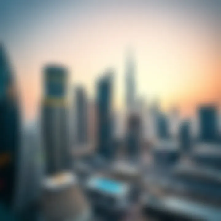 Aerial view of Dubai's commercial skyline showcasing modern architecture