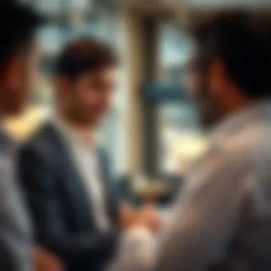 Close-up of a real estate agent discussing with clients