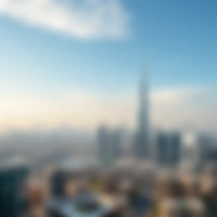Panoramic view of Dubai skyline from Jumeirah Living