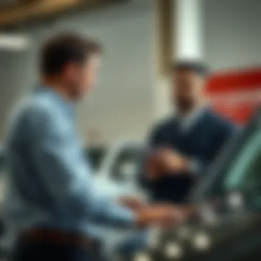 Personalized Customer Service Experience Customer discussing service options with a representative at KM Garage