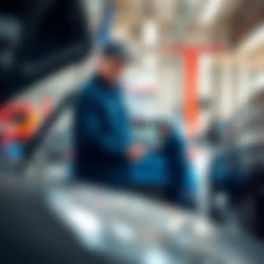 Mechanics working efficiently on vehicles inside KM Garage