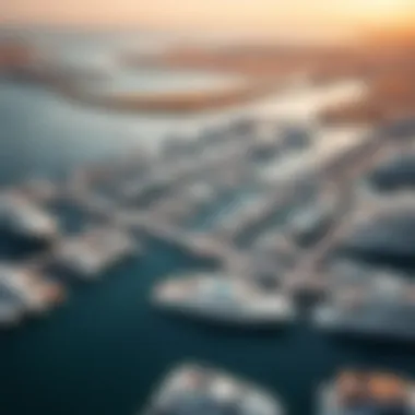 Aerial Splendor of Marsa Al Bateen Marina Aerial view of Marsa Al Bateen Marina showcasing luxury yachts