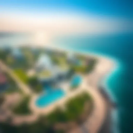 Stunning aerial view of Maryam Island showcasing its unique landscape and architectural design