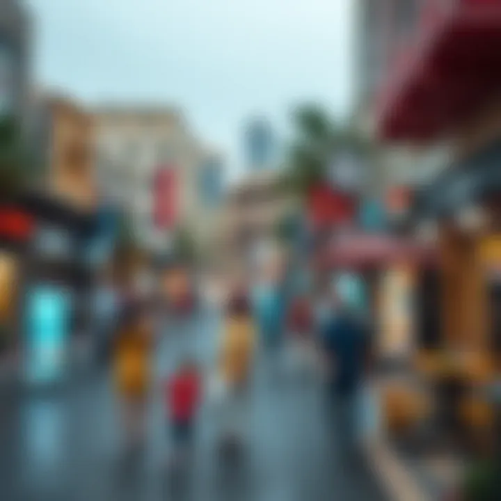 Bustling streets filled with shops and restaurants in Nasser Square.