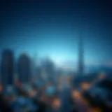 Stunning skyline view of Abu Dhabi and Dubai border