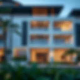 Exterior view of Neva Residences showcasing modern architectural design