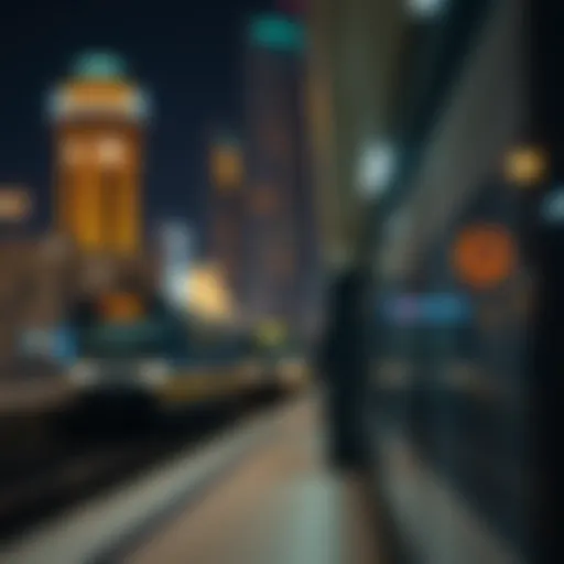 Dubai Metro Station at Night Dubai Metro Station at Night