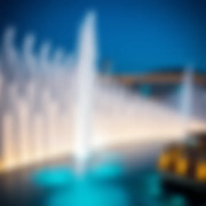A close-up of the Palm Jumeirah fountain showcasing intricate water patterns