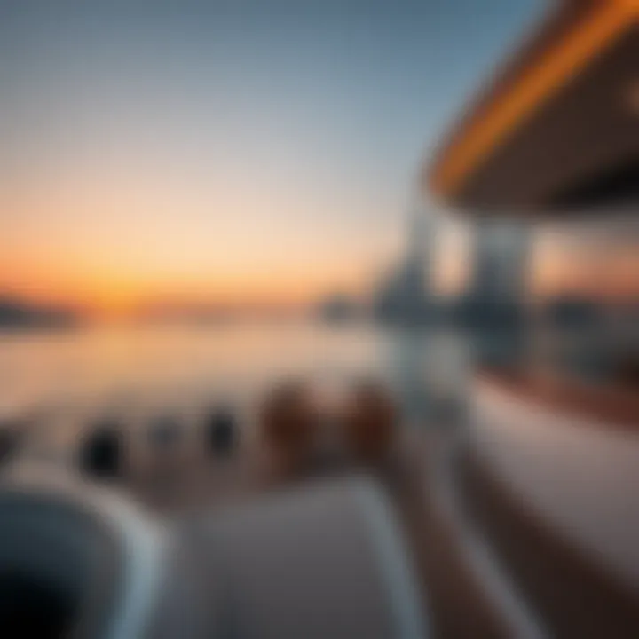 Luxurious yacht club with stunning views of the Dubai skyline