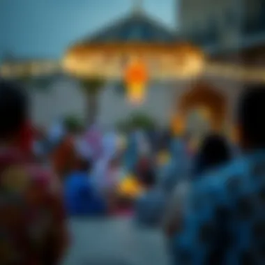 Community gathering in an outdoor setting during Ramadan