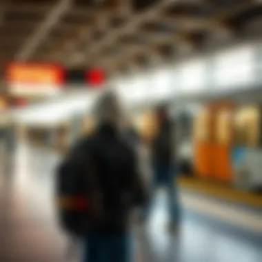 Commuter checking schedule at Rashidiya station
