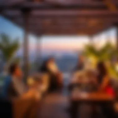 Guests enjoying social interactions in the tranquil atmosphere of the Rooftop Garden Lounge