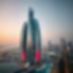 Aerial view of The Bay Tower showcasing its unique architectural design.