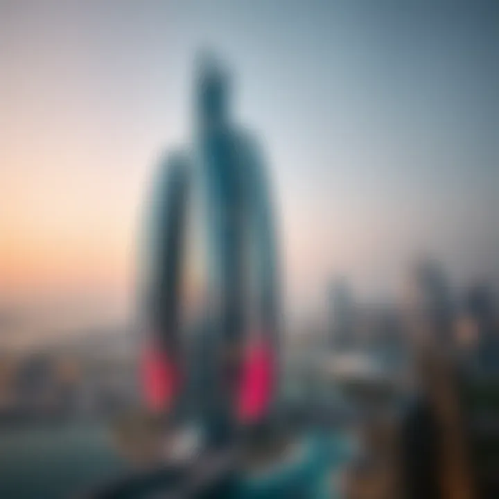 Aerial view of The Bay Tower showcasing its unique architectural design.