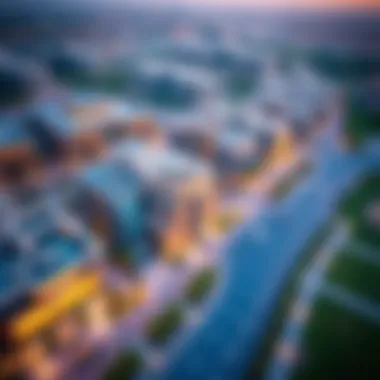 Aerial Perspective of Townsquare Al Qudra Aerial view of Townsquare Al Qudra showcasing its modern architecture and lush landscapes