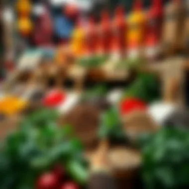 Colorful spices and herbs on display at a souk stall