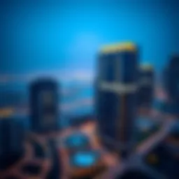 Stunning view of Park Place tower against the Dubai skyline