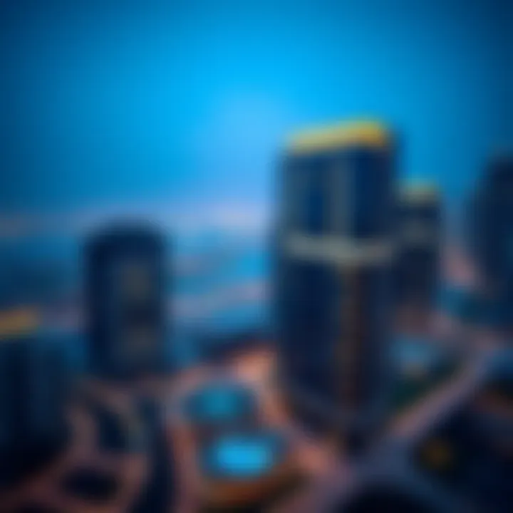 Stunning view of Park Place tower against the Dubai skyline