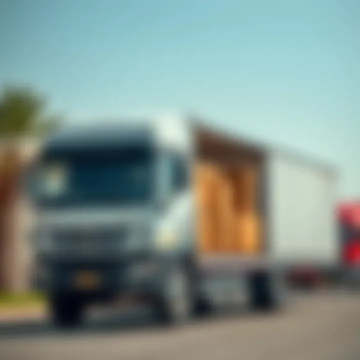 A modern truck ready for transportation loaded with boxes