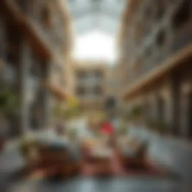 Community gathering area in a worker housing complex