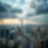 Aerial view of Dubai showcasing its skyline and climate