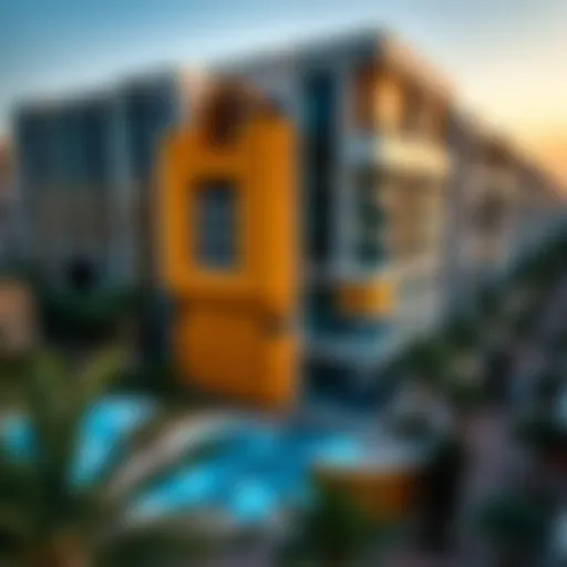 Aerial view showcasing the modern architecture of University View