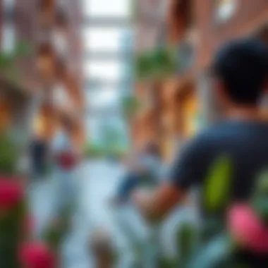 A vibrant community space in the Wasl District, highlighting leisure activities.