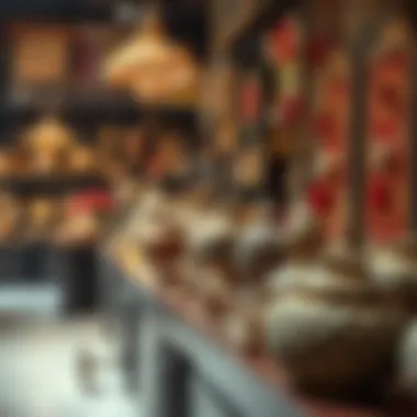 Cultural artifacts and handicrafts on display