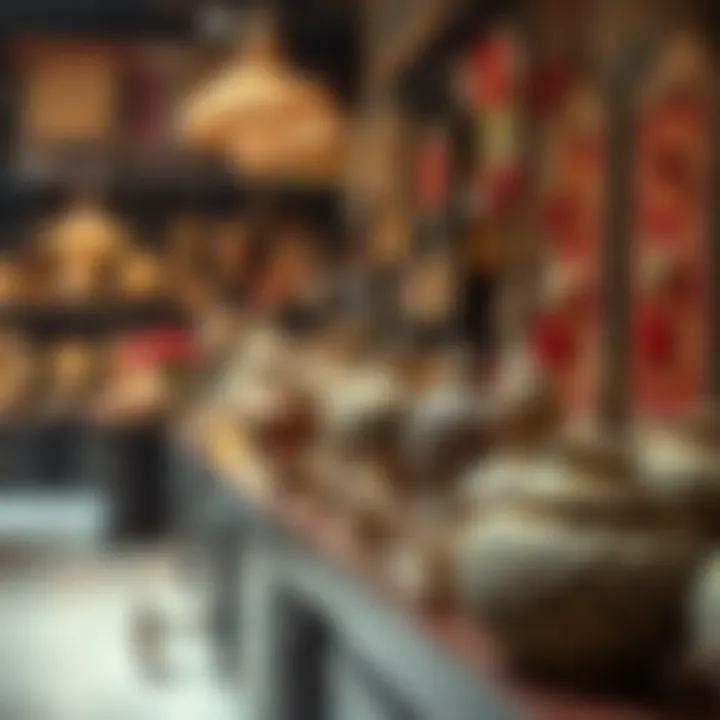 Cultural artifacts and handicrafts on display