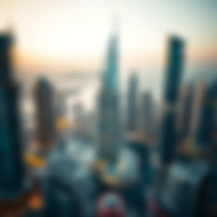 Aerial view showcasing Yacht Bay Tower amidst the vibrant cityscape